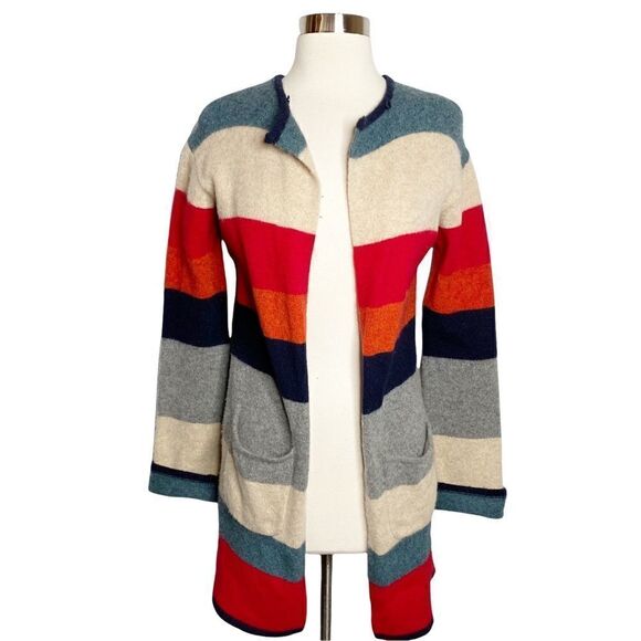 Monsoon Multicolor Striped Lambswool Sweater Cardigan - Picture 1 of 9